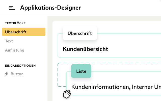 Durch Drag & Drop können mit Intrexx Applikationen in kurzer Zeit gebaut werden.